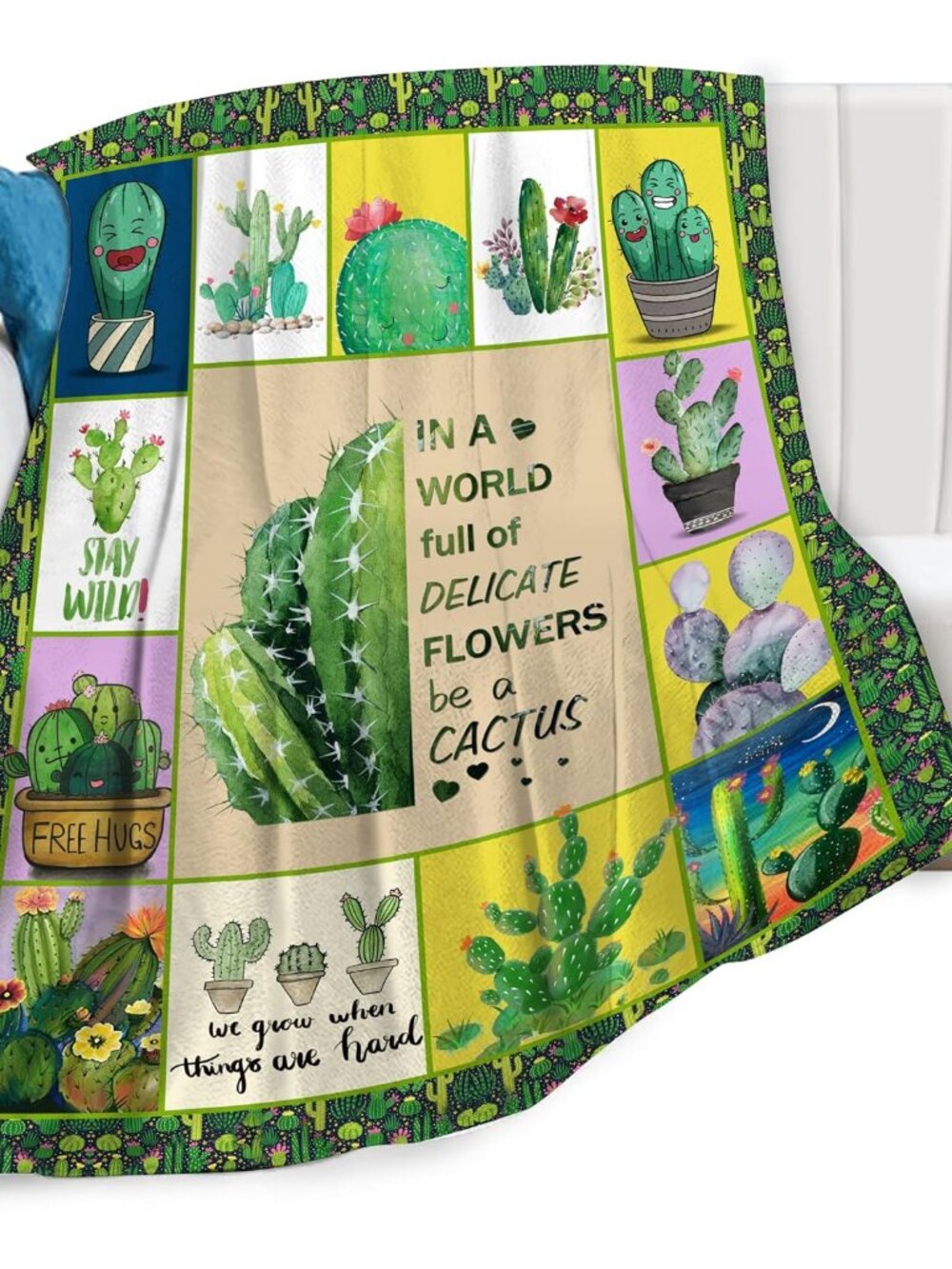Cactus Blanket Inspirational Cactus Plants Decor Throw Blanket Comfy Plush Flann
